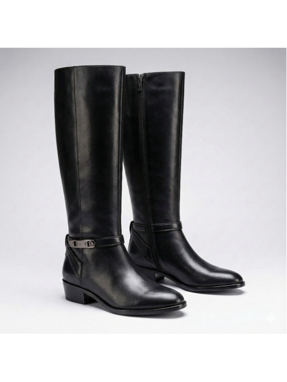 Coach Womens Black Leather Heeled Boots Size 6 - Picture 1 of 10